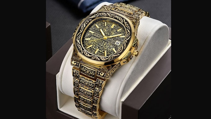 design luxury watch animation, 3d wristwatch 2d technical drawing printing