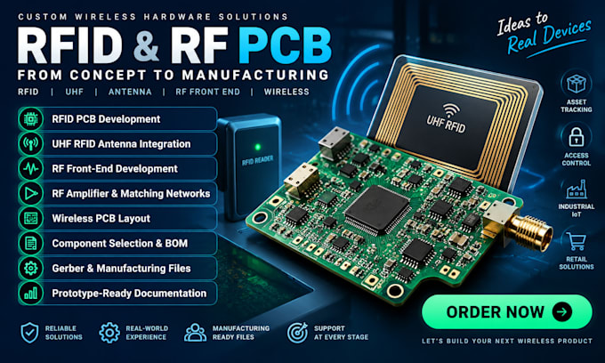 rfid pcb design, rf front end, uhf antenna, custom wireless hardware solutions