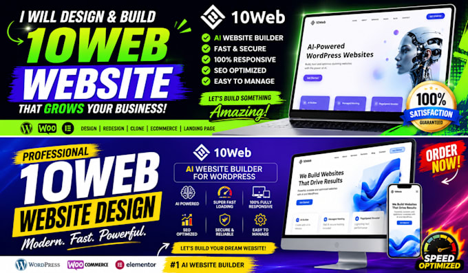 create a modern 10web ai wordpress website for your business