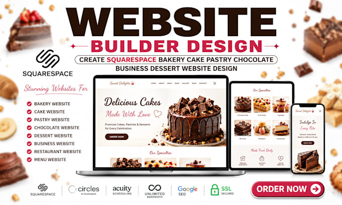 create squarespace bakery cake pastry chocolate  business dessert website design