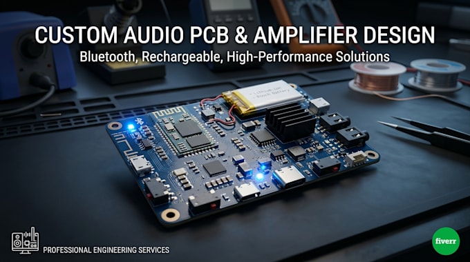 develop battery powered bluetooth audio pcb and amplifier circuit