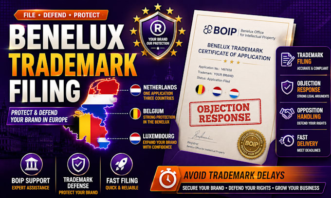 file benelux trademark and handle objection or opposition response