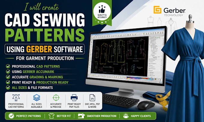 create cad sewing patterns using gerber software for garment production