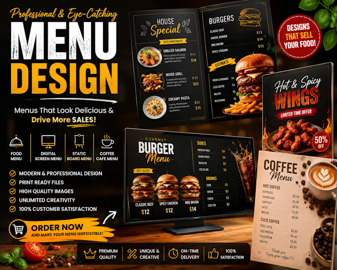design restaurant menu digital screen menu static board menu coffee cafe menu