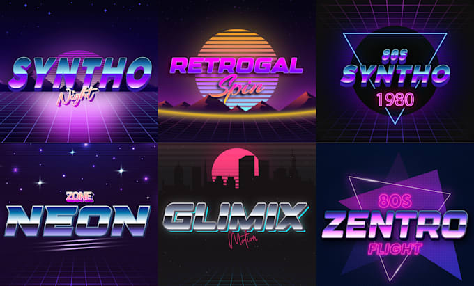 create synthwave retro neon 80s vintage logo design