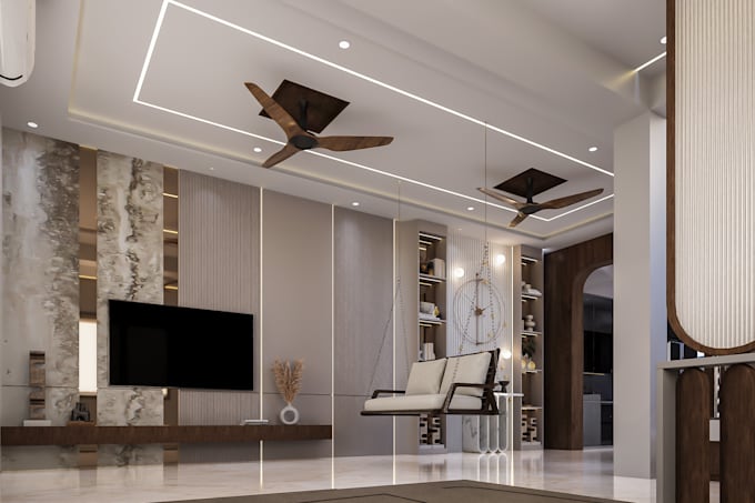 create luxury interior visualization with realistic lighting and materials