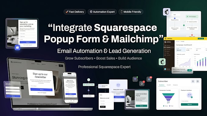 integrate squarespace popup form mailchimp and email automation