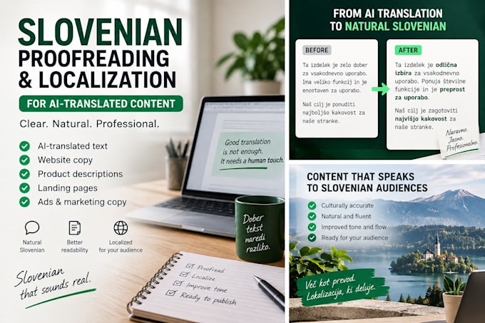 proofread and localize ai translated slovenian copy