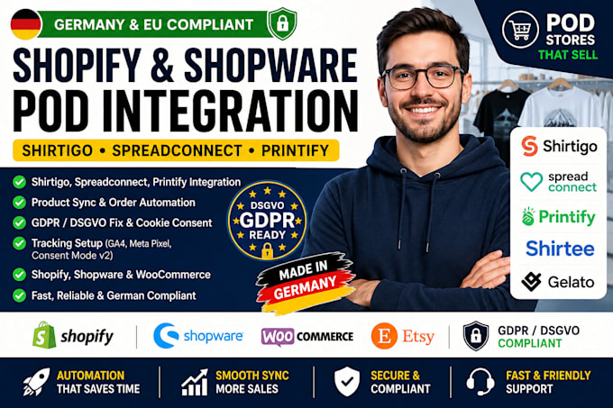 integrate spreadconnect pod dropshipping shopify gdpr fix printify shirtee api