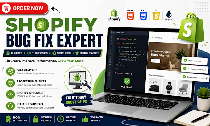do shopify bug fix responsive issue layout issue custom code
