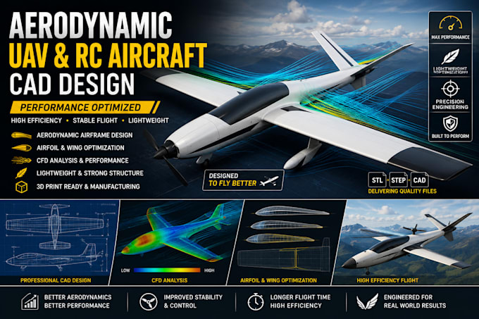 do aerodynamic uav and rc aircraft cad design