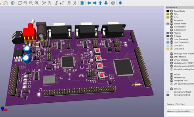 do power electronics, audio pcb, electronic circuit, rf pcb, pcb layout in kicad