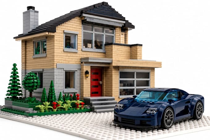 design a custom lego moc replica gift lego house  using bricklink studio file