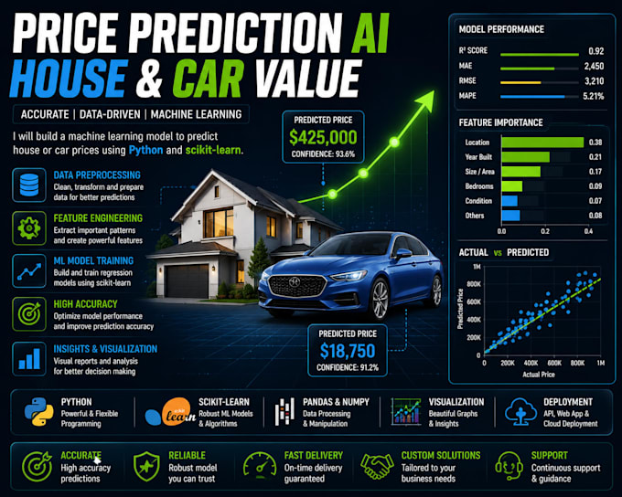 build house or car price prediction model using python and scikit learn