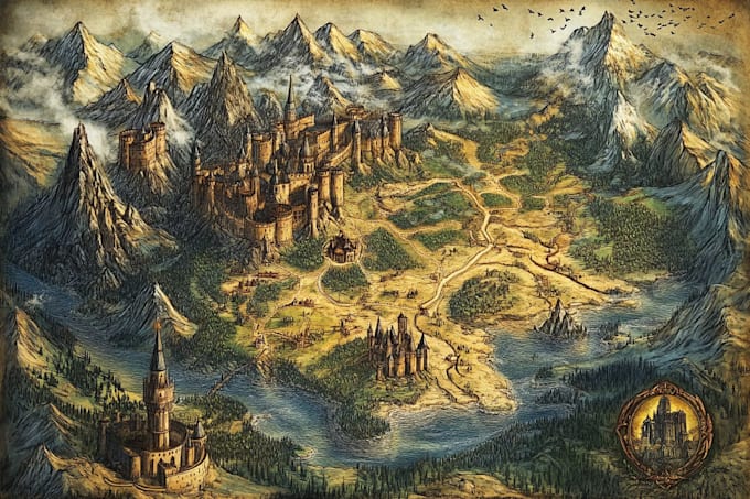 fantasy map illustration for map