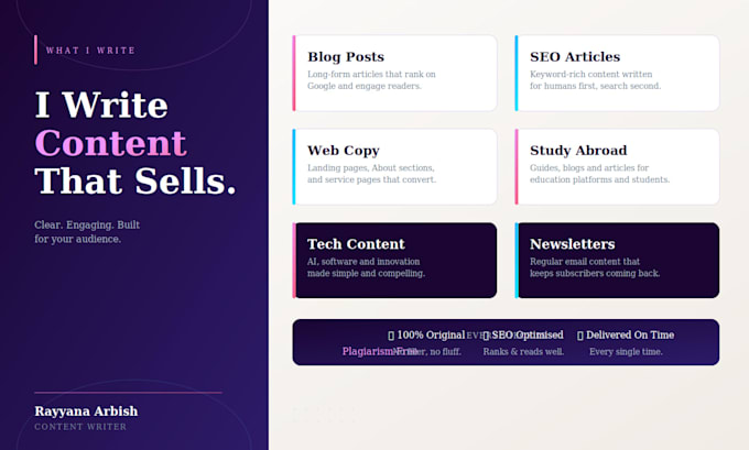 write compelling copy, creative content for your brand