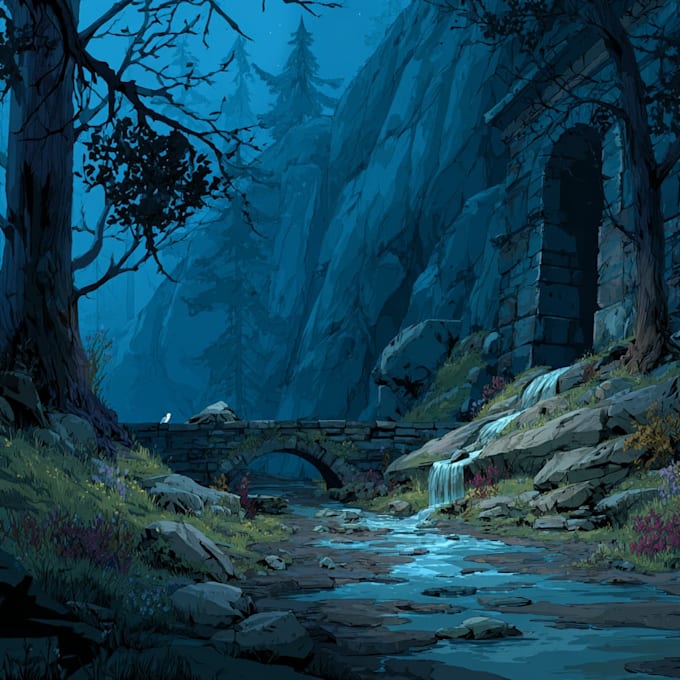 create 2d game environment concept art background game art for unreal engine