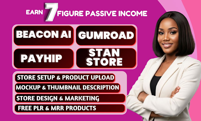 beacons store setup, beacons ai design, gumroad, payhip digital products upload