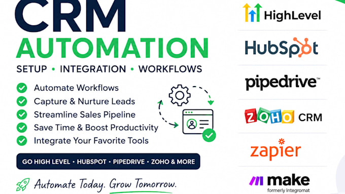 build gohighlevel hubspot and pipedrive CRM automation workflows