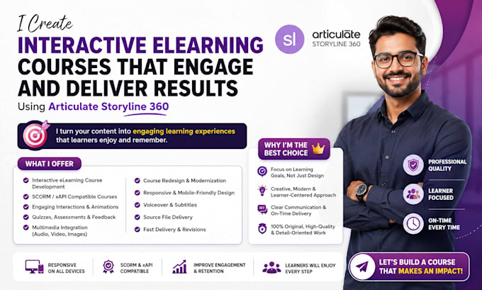 develop interactive scorm elearning course using articulate storyline 360