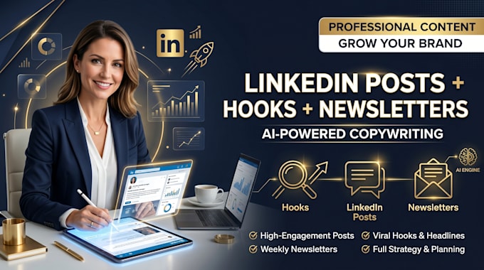 create engaging linkedin posts, hooks and newsletters using ai copywriting