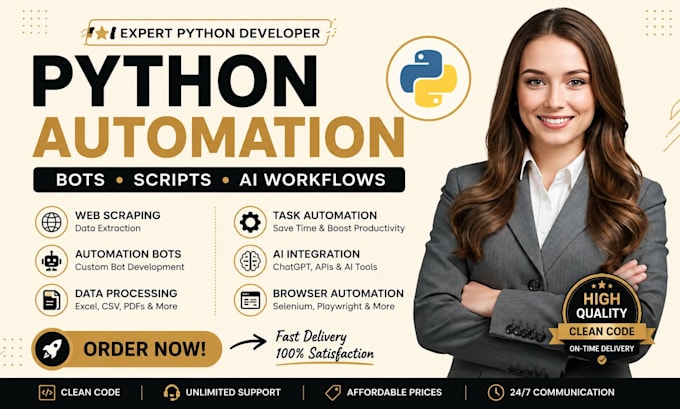 build python automation scripts ai bots web scraping and workflow automation