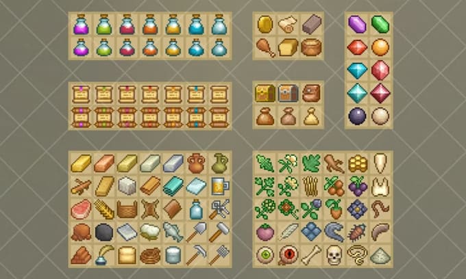 pixel art ui game asset pixel icon packs rpg game hud pixel tileset health bars