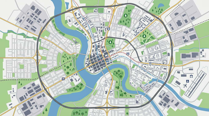 design city map vector, urban planning map, navigation map and location layout