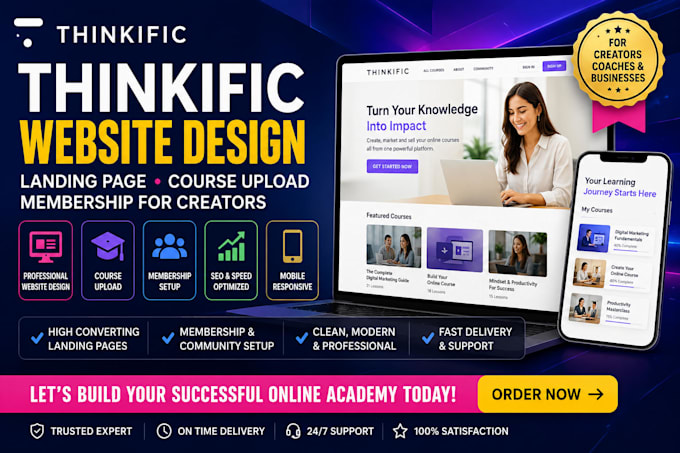 design thinkific website course uploading membership workflow for tutors