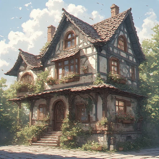 draw a watercolor house painting