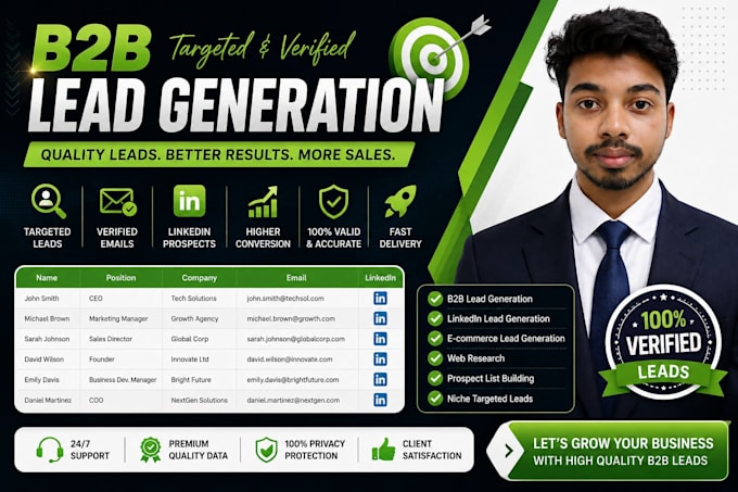 provide b2b lead research and verified email lists