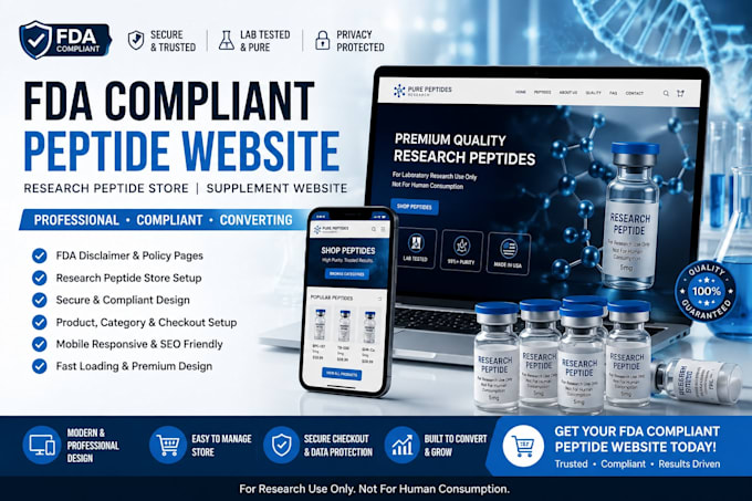 build supplement website research peptide store fda compliant peptide website