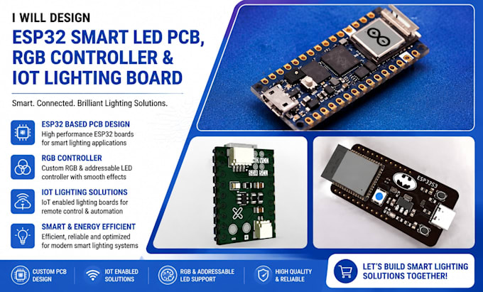design esp32 smart led pcb rgb controller and iot lighting board