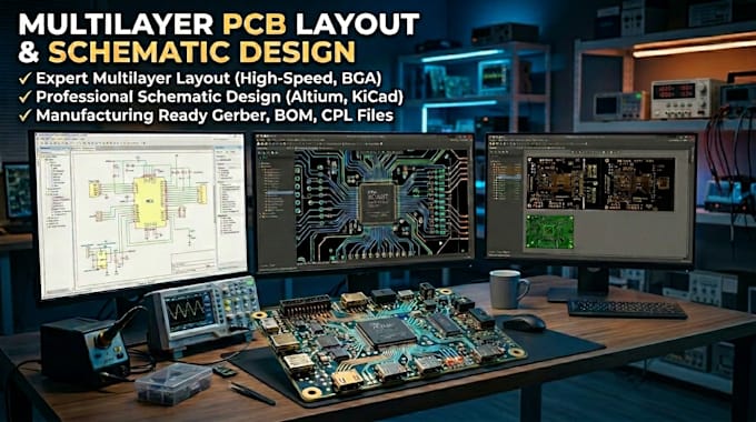 design your multilayer pcb layout and schematics