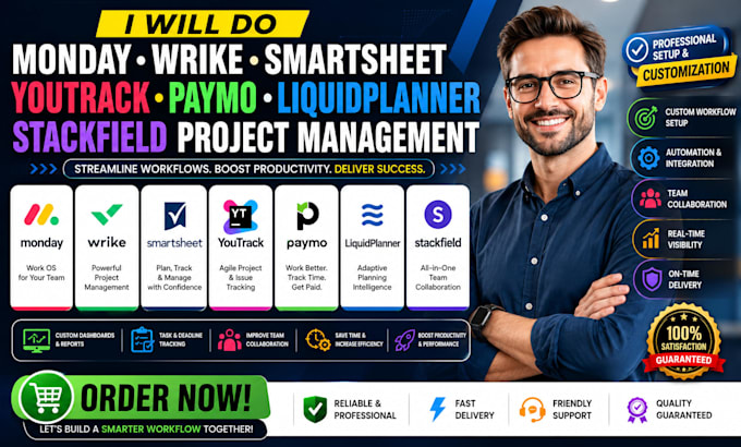 do monday wrike smartsheet youtrack liquidplanner stackfield project management