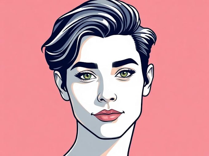 create a custom vector art portrait with clean modern style