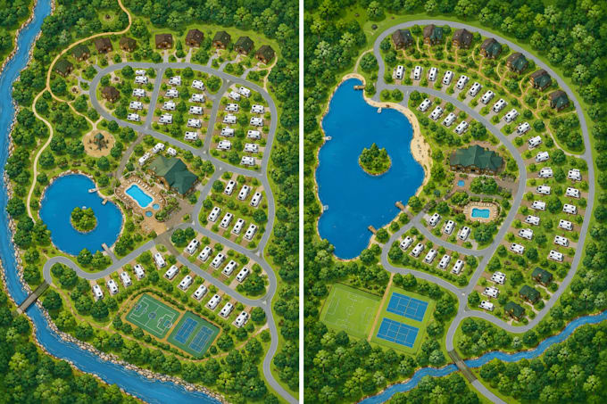 design custom vector map, rv park, campground, or site map in illustrator