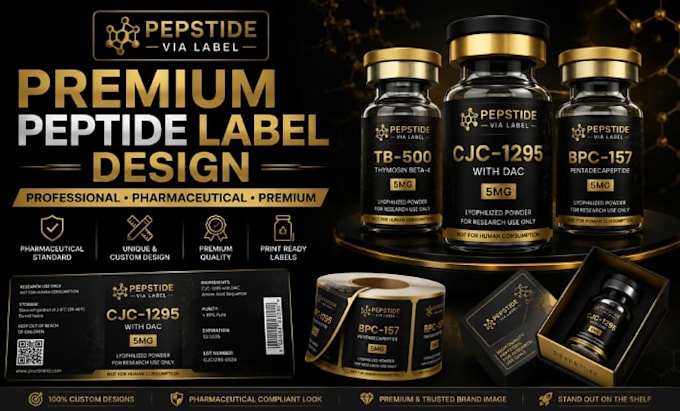 create premium peptide vial label design for supplement products