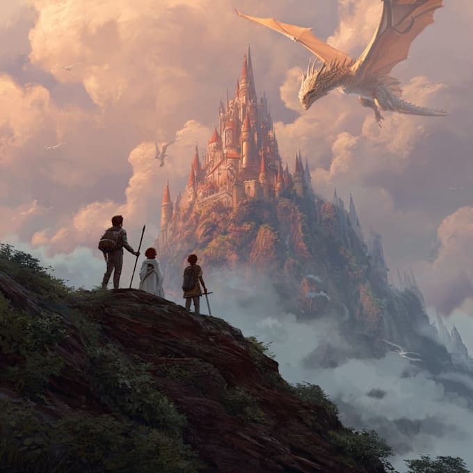 draw fantasy book cover, illustration