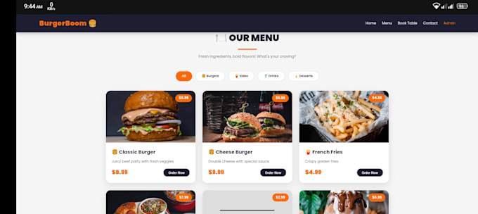 create a professional restaurant or business website with admin panel