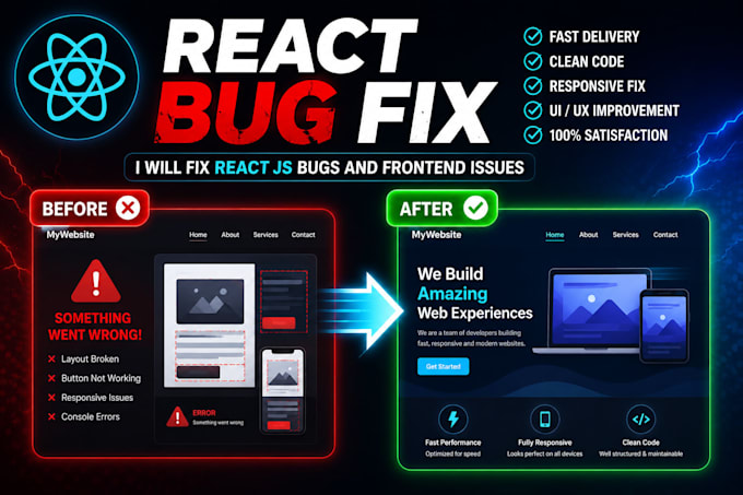 fix react js bugs and frontend issues fast