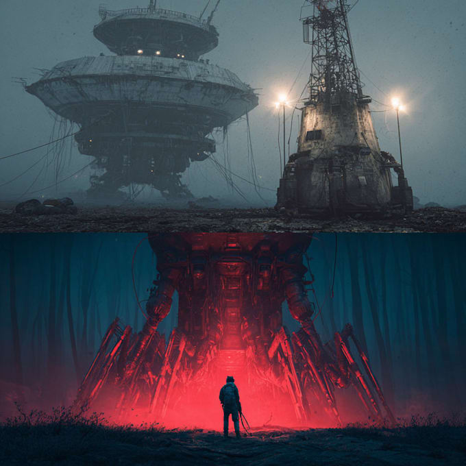 create vintage comic, horror and sci fi art