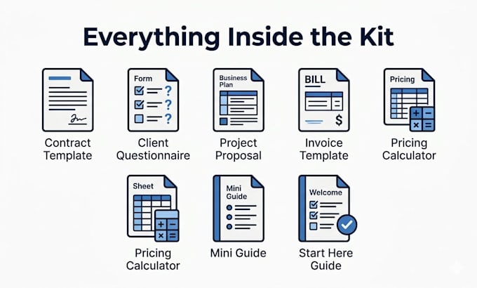 provide a complete freelancer starter kit with contract invoice and proposals