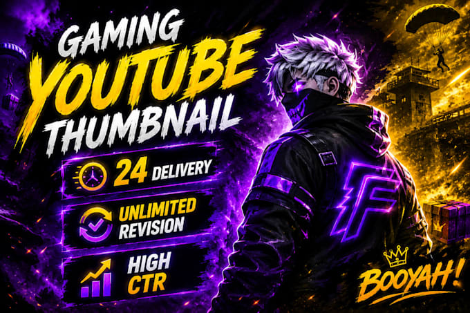 create amazing gaming youtube thumbnail for free fire pubg esports