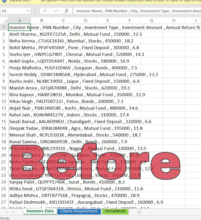convert PDF to excel data cleaning formatting and analysis 2 years experience