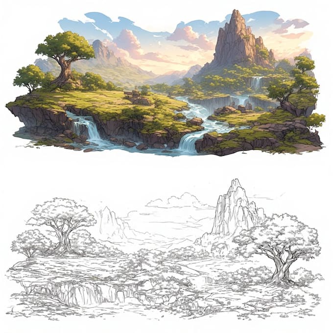 design detailed fantasy landscapes and environments
