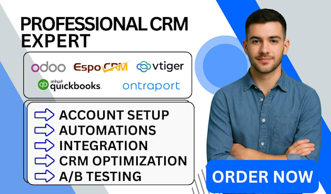 setup vtiger crm espocrm odoo crm automation ontraport quickbooks integration