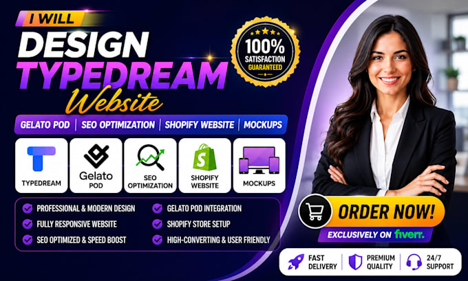 design typedream website gelato pod seo optimization shopify website mockups
