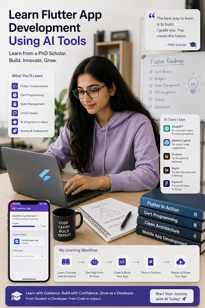 teach you flutter app development using ai tools