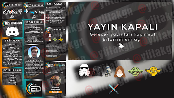 design a panel and overlay pack for twitch or kick stream